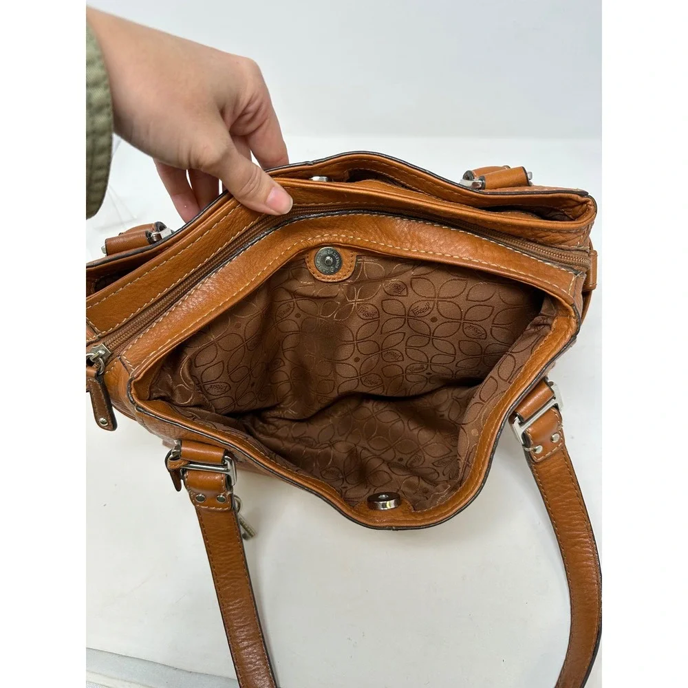 Y2K Vintage Fossil Top Handle Shoulder Bag Brown ZB9961